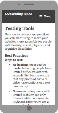 Accessibility Guidelines website on a mobile phone
