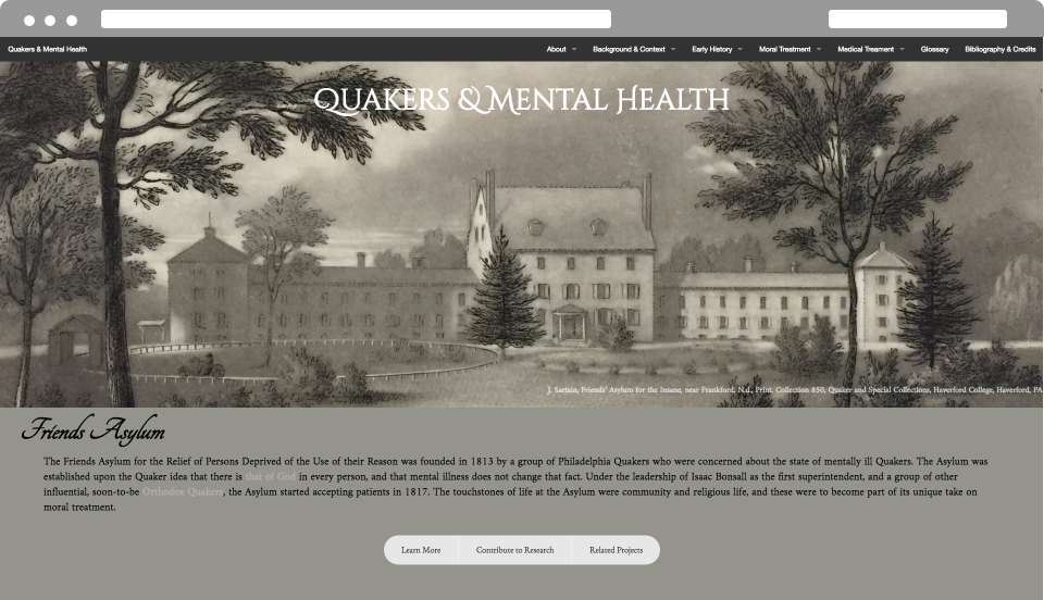Quakers and mental health website browser window